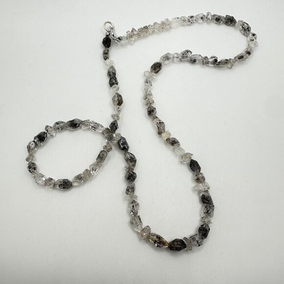 24" of all Herkimer Diamond quartz chip necklace with 925 sterling silver clasp! - Picture 8 of 11